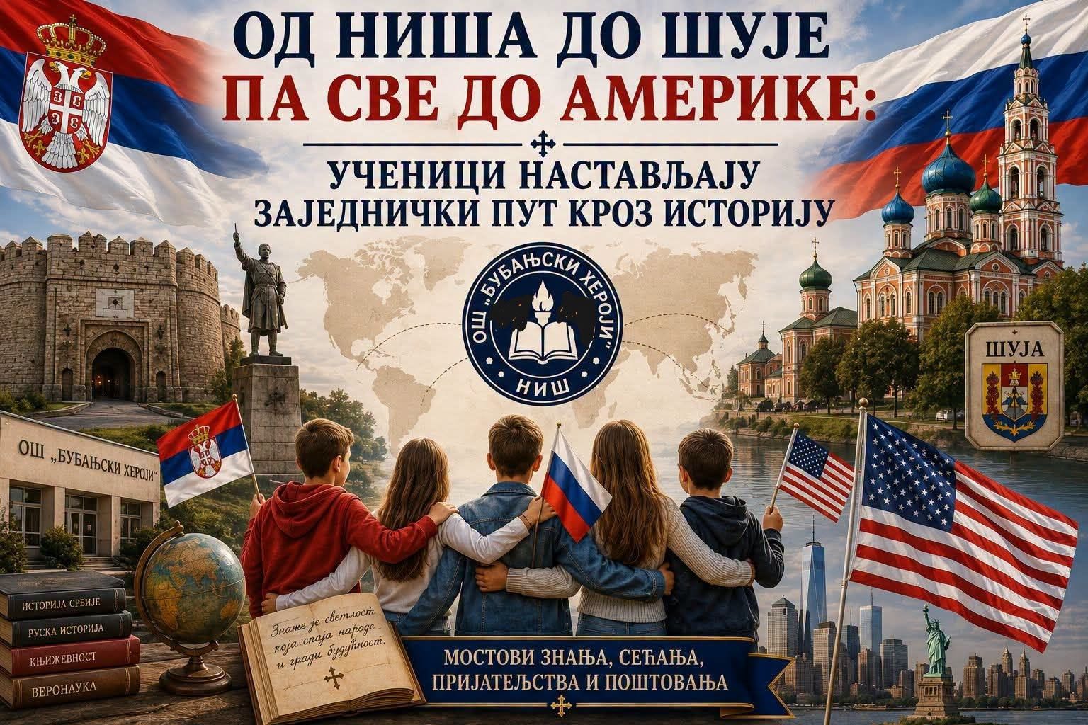 ОД НИША ДО ШУЈЕ ПА СВЕ ДО АМЕРИКЕ: УЧЕНИЦИ НАСТАВЉАЈУ ЗАЈЕДНИЧКИ ПУТ КРОЗ ИСТОРИЈУ ОД НИША ДО ШУЈЕ ПА СВЕ ДО АМЕРИКЕ: УЧЕНИЦИ НАСТАВЉАЈУ ЗАЈЕДНИЧКИ ПУТ КРОЗ ИСТОРИЈУ